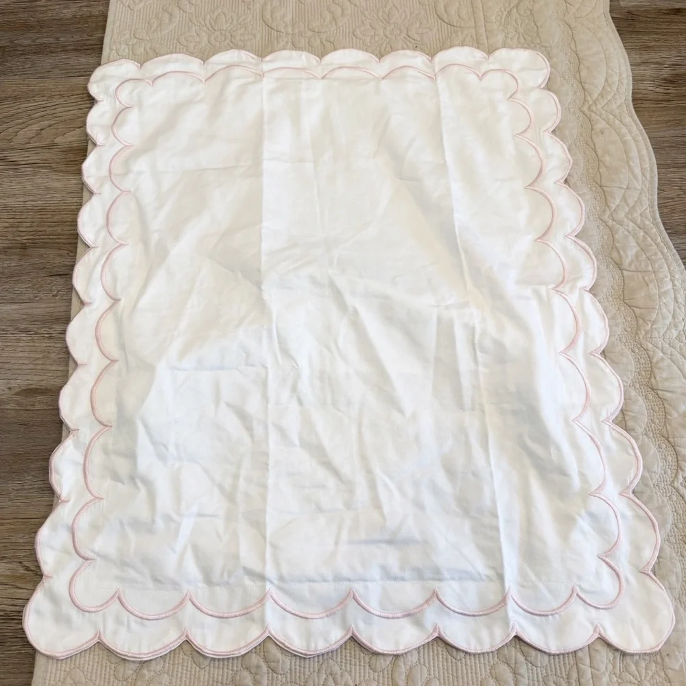 Pippen House Pillow Sham Case Scalloped Preppy Southern Twin Cotton Pink Girl